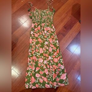 Patrons of Peace Green and Pink Floral Maxi Dress